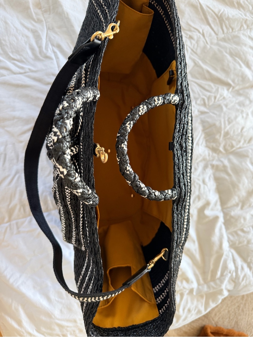 Eric Javits Black Gran Antoinette Straw Bag with Bow Detail - Picture 7 of 9